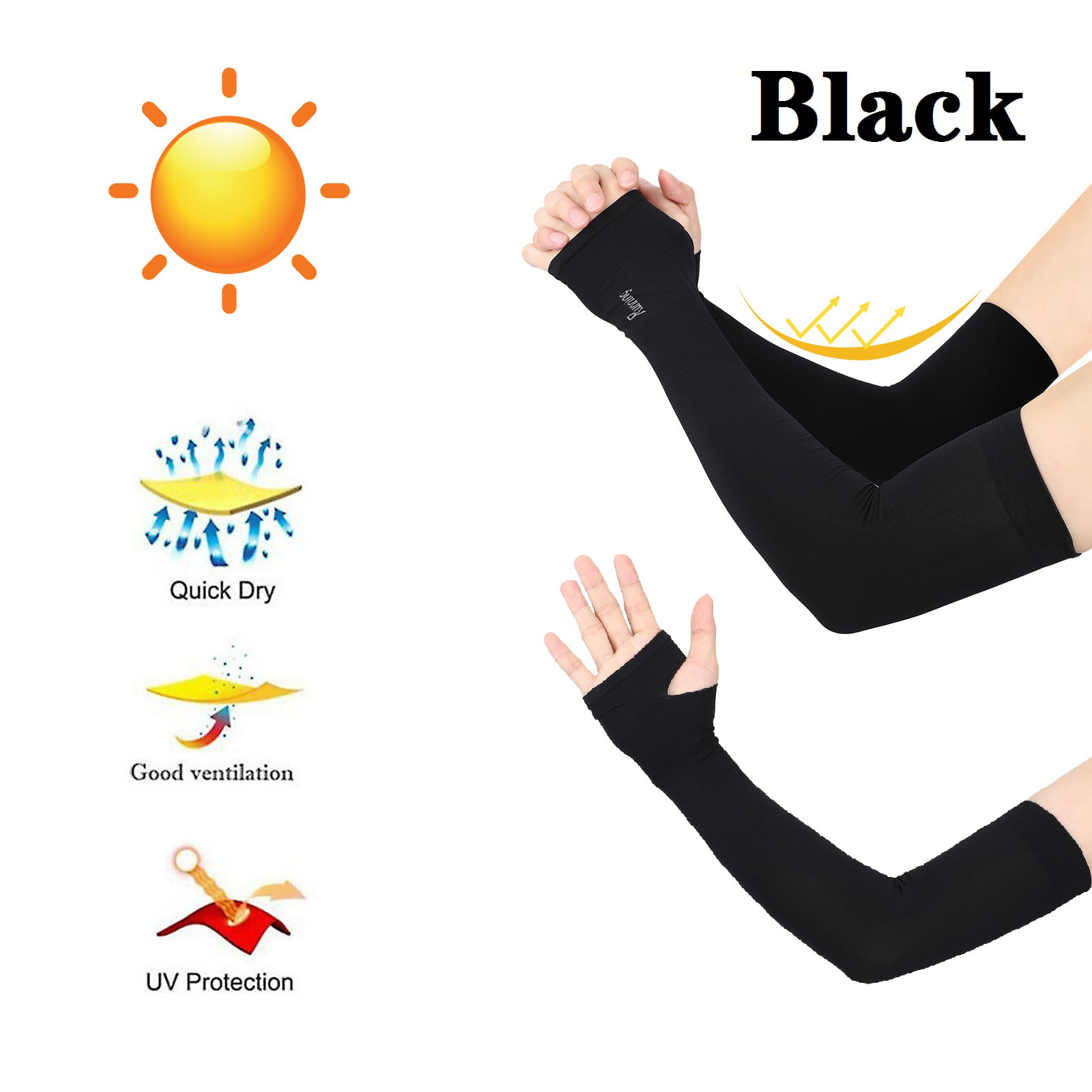 Beister 6 Pairs Cooling Arm Sleeves Women Men Summer Outdoor Sunblock Arm Cover with Thumb Hole UV Protection