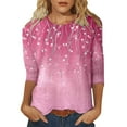 thumbnail image 1 of Hauts d'Été pour Femmes Imprimé Décontracté à Sequins Col Rond Manches Longues T-Shirts pour Femmes Rose Clair L, 1 of 4