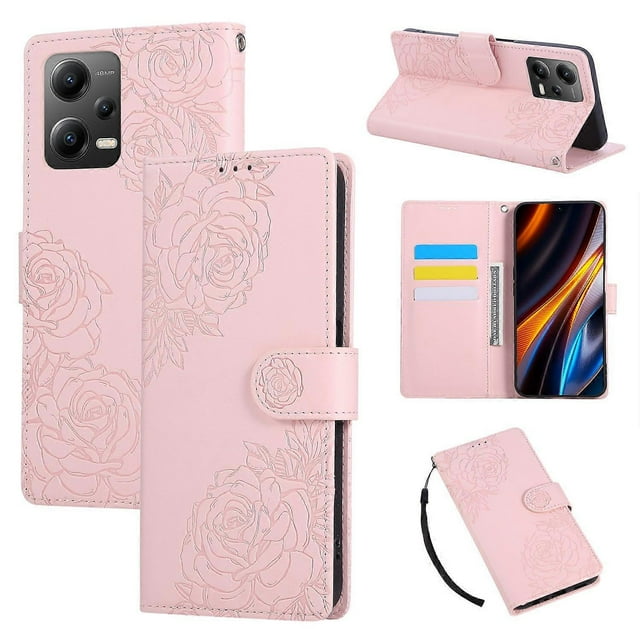 For Xiaomi Redmi Note 12 5G (Global) (India) (China) Poco X5 5G Case Rose Flower PU Leather Wallet P