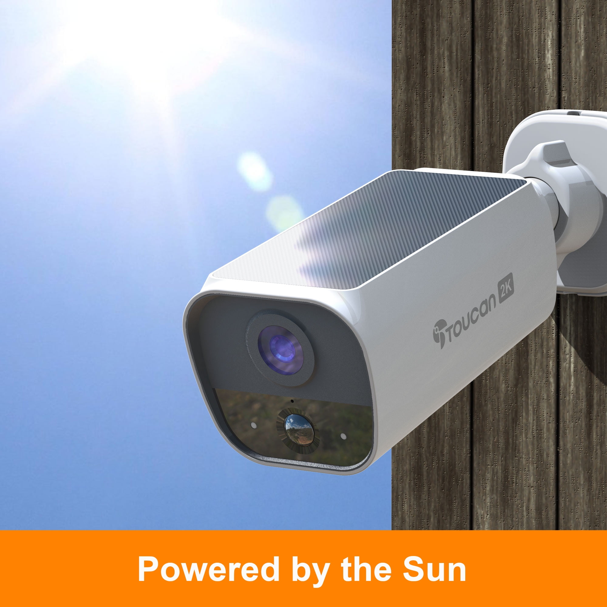 Toucan Solar Wireless Security Camera, 2K Resolution, Continuous Power, No Subscription Require