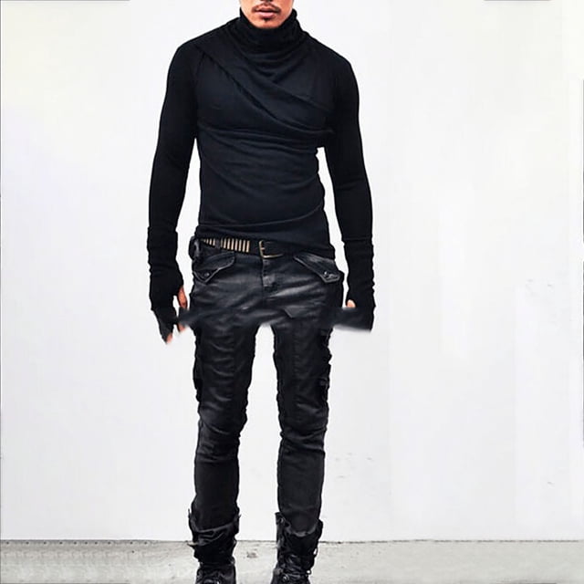 AherBiu Chemises pour Hommes à Manches Longues Ajustées Col Roulé Extensible Pull Léger Mode Automne