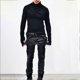 thumbnail image 1 of Blusa y camisas de cuello alto de manga larga para hombre, moda de primavera y otoño, blusa lisa de cuello redondo y manga larga para hombre, 1 of 7