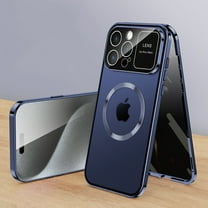 ELEHOLD Full Body Case for iPhone 15 Magnetic Case with Anti-Peeping Privacy Protection Screen Protector Metal Frame Camera Lens Protection Shockproof Double Sided Rugged Case for iPhone 15,Darkblue
