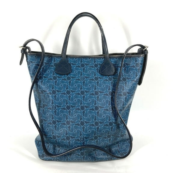 Pre-Owned CELINE Old Sulky Tote Bag, 2-Way Shoulder Leather/PVC, Women's, Blue (Good)