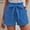 Blue, variant on Womens Shorts Casual Sevevn Women's Fashion Solid Color Casual Wide Leg Loose High Waist Lace-up Shorts
