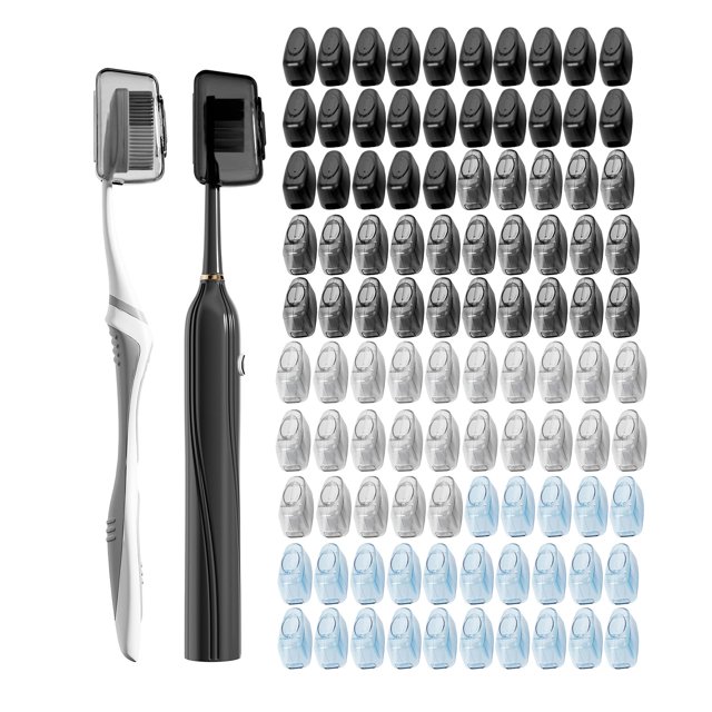 Fundas para cepillos de dientes Muslish, 100 unidades, ajuste universal, color gris
