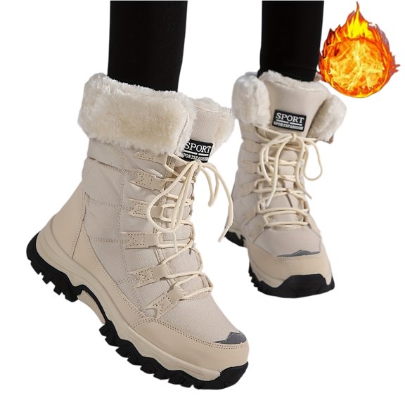 Womens Snow Boots Anti-Slip Cold Weather Fur Lined Comfortable Winter Shoes