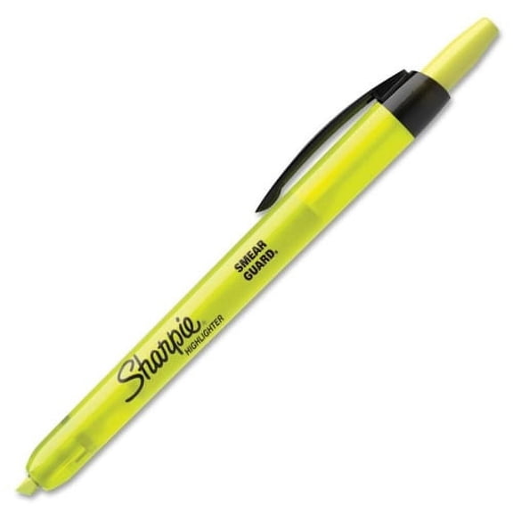 Sharpie Smear Guard Retractable Highlighters Chisel Marker Point Style - Fluorescent Yellow - Yellow Barrel
