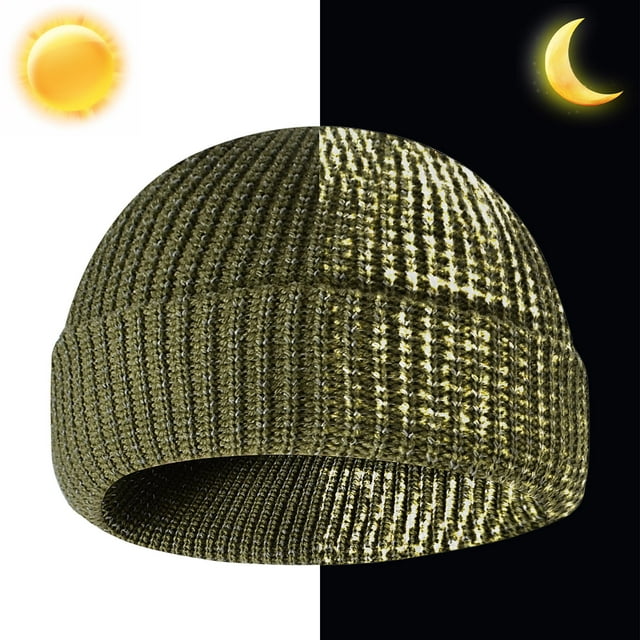 Reflective Knit Beanie, Unisex Winter Warm Hat with High Visibility, Breathable Acrylic Fabric, Night Running Safety Gear, Adjustable Cold-Weather Accessory