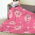 thumbnail image 6 of Honeii Cartoon Pigs and Hearts Print Fleece Blanket - Throw Blanket for Bed, Sofa, Couch, Camping, and Travel , Microplush Ultra Soft Warm Blanket-40"x30", 6 of 7