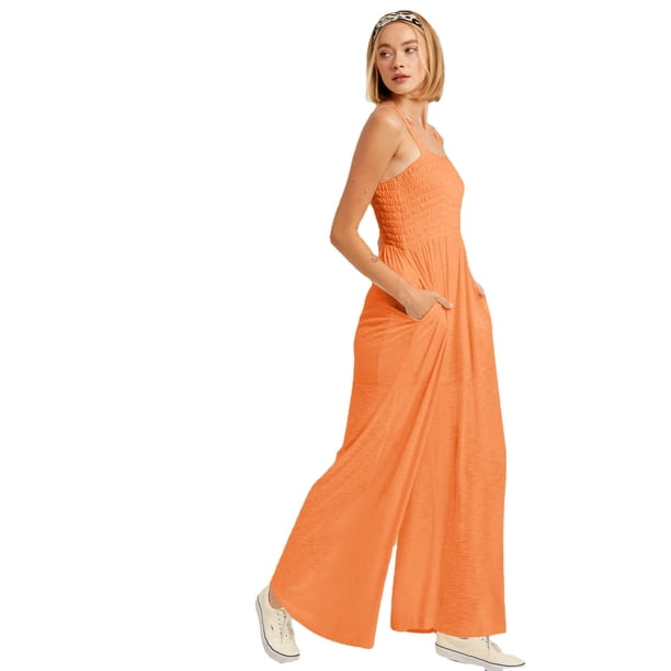 Cismea - Mono con Estampado Floral para Mujer, sin Mangas, Informal, con Tirantes Finos, Pantalones de Pierna Ancha(Anaranjado) Cismea falda
