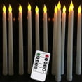 thumbnail image 1 of Set Of 10 Battery Operated Led Taper Candles With Remote, Ivory Dining Candles Smooth Wax Finish, Warm White Led, 1 of 4