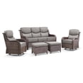thumbnail image 2 of Unnifurnzi 5 Pieces Outdoor Furniture-All Weather Wicker Swivel Patio Chairs with Patio Couch Patio Furniture for Deck Porch Poolside Balcony-Brown/Gray, 2 of 7