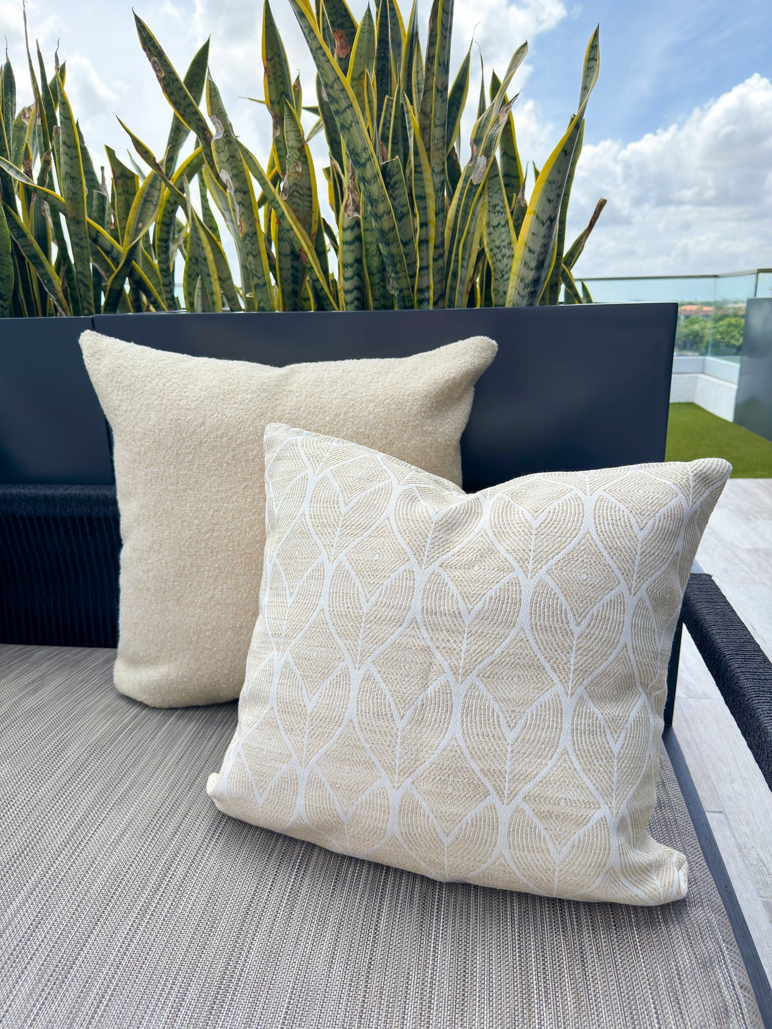Cool Tropics Beige Indoor Outdoor Pillow 20x20