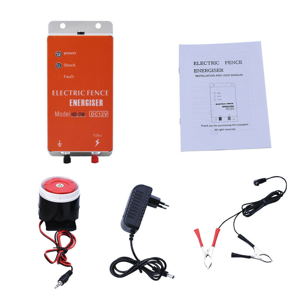 Electric Fence Energiser 10km 12V Animal Cattle Poultry Fence Charger Controller 