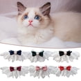 thumbnail image 2 of Hollowed Lace Bowknot Pet Collar - Breathable Scarf with Faux Pearl Rhinestone Decor - Chihuahua Yorkie Accessories, 2 of 8