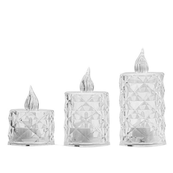 Coollooc LED Crystal Candle Light Table Centrepiece Flameless Candles Transparent Small Tea Wax Birthday Proposal Desktop Decoration Create Atmosphere Smokeless Candles Tea Lights