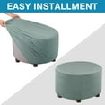 thumbnail image 6 of Round Ottoman Cover, Stretch Footstool Protector Covers Storage Stool Ottoman Slipcovers Jacquard Ottoman Cover with Elastic Bottom Washable Furniture Protector-Light green-X-Large, 6 of 7