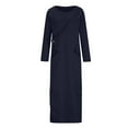 thumbnail image 5 of RYDCOT Fall Winter Maxi Dress for Women 2023 Casual Long Sleeve Sweatshirt Dress with Pockets Round Neck Warm Long Dress Sale Dark Blue, 5 of 6