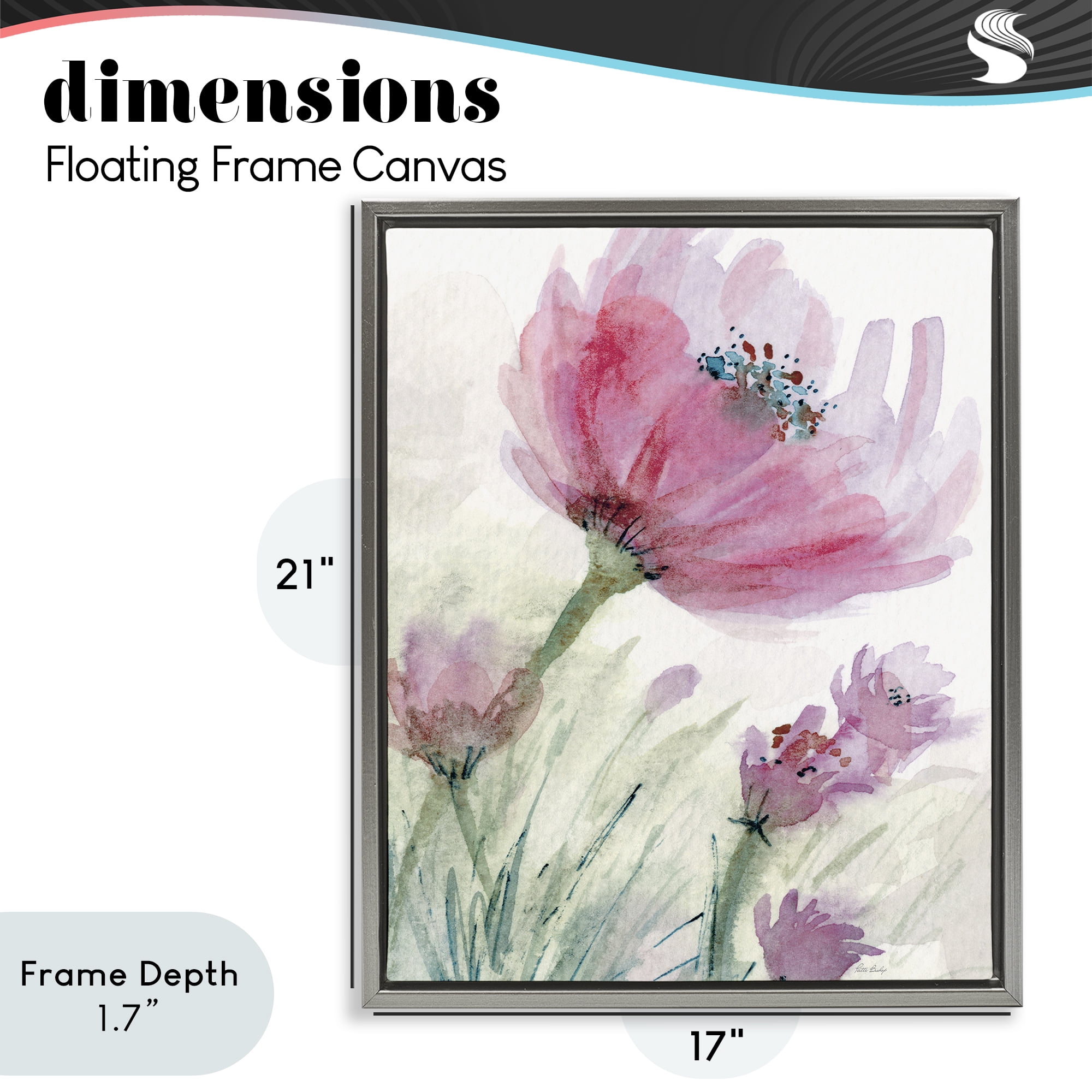 Stupell Industries Pink Flower & Speckled Stamen Gray Framed Floater Canvas Wall Art, design by Patti Bishop