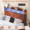 thumbnail image 3 of Jopath Full Size Bed Frame with Storage Headboard, Footboard Storage Compartments and LED Lighting, Metal Platform Bed Frame for Teen and Adult Brown, 3 of 9
