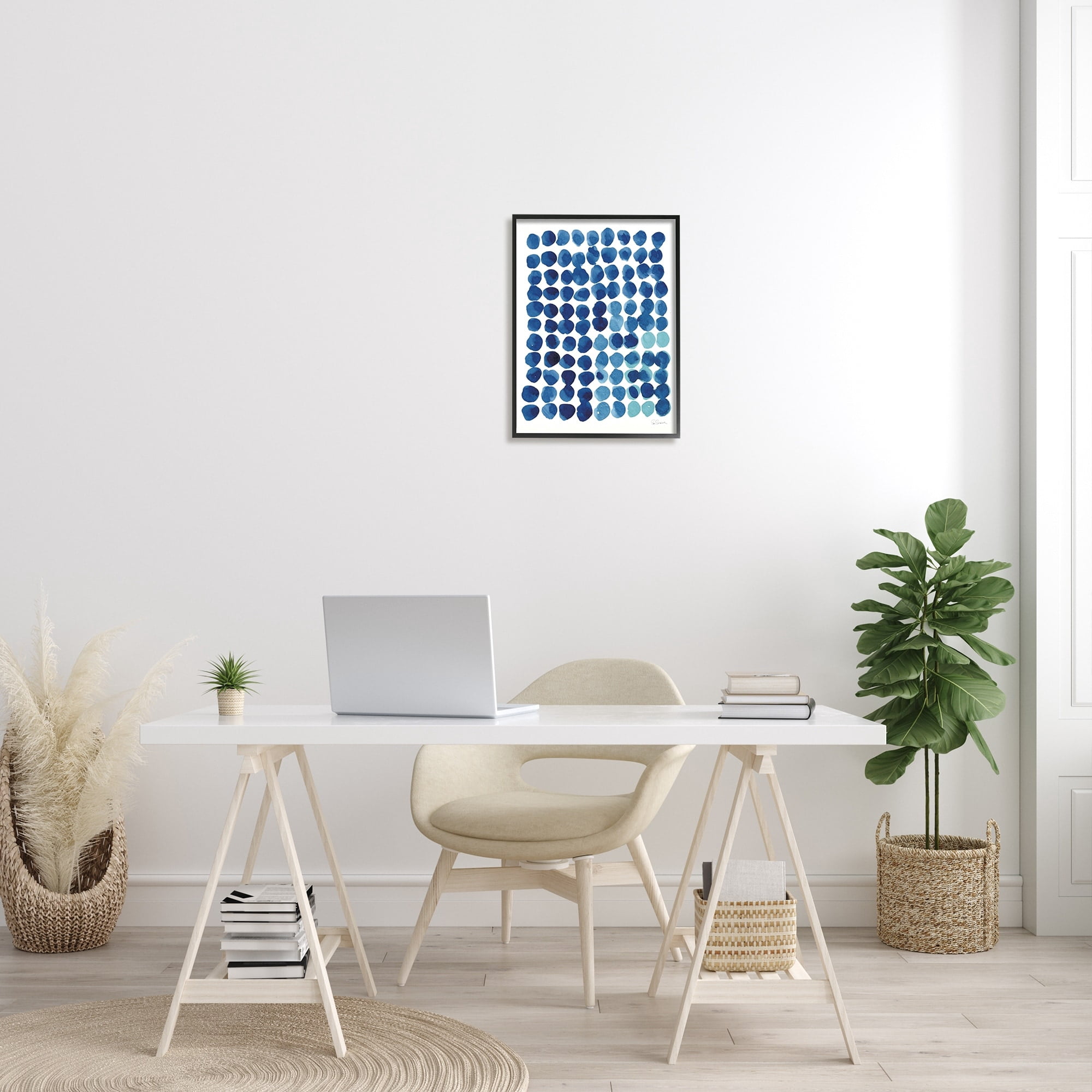 Stupell Industries Blue Polka Dot Pattern Circle Shape Grid Watercolor, 16 x 20, Design by Sue Schlabach
