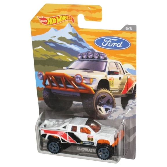 Hot Wheels Ford Sandblaster (2018) Mattel White Toy Truck 6/8