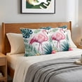 thumbnail image 6 of Pillow Covers 16x16 Set of 2, Flamingo Throw Pillow Covers Decorative Couch Cushion Cover, Vintage Summer Palm Leaves Tropical Botanical Microfiber Soft Square Pillowcases for Bedroom Living Room, 6 of 9