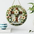 thumbnail image 5 of HonestMatter Wooden Easter Bunny Wreath for Front Door - Welcome Door Sign with Bunny Decor and Flowers, Spring Easter Decoration for Home and Party 8.7 Inch, 5 of 5