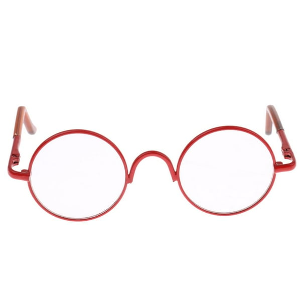 Par de gafas de marco redondo para muñecas Yotijar accesorios 9 cm rojo claro