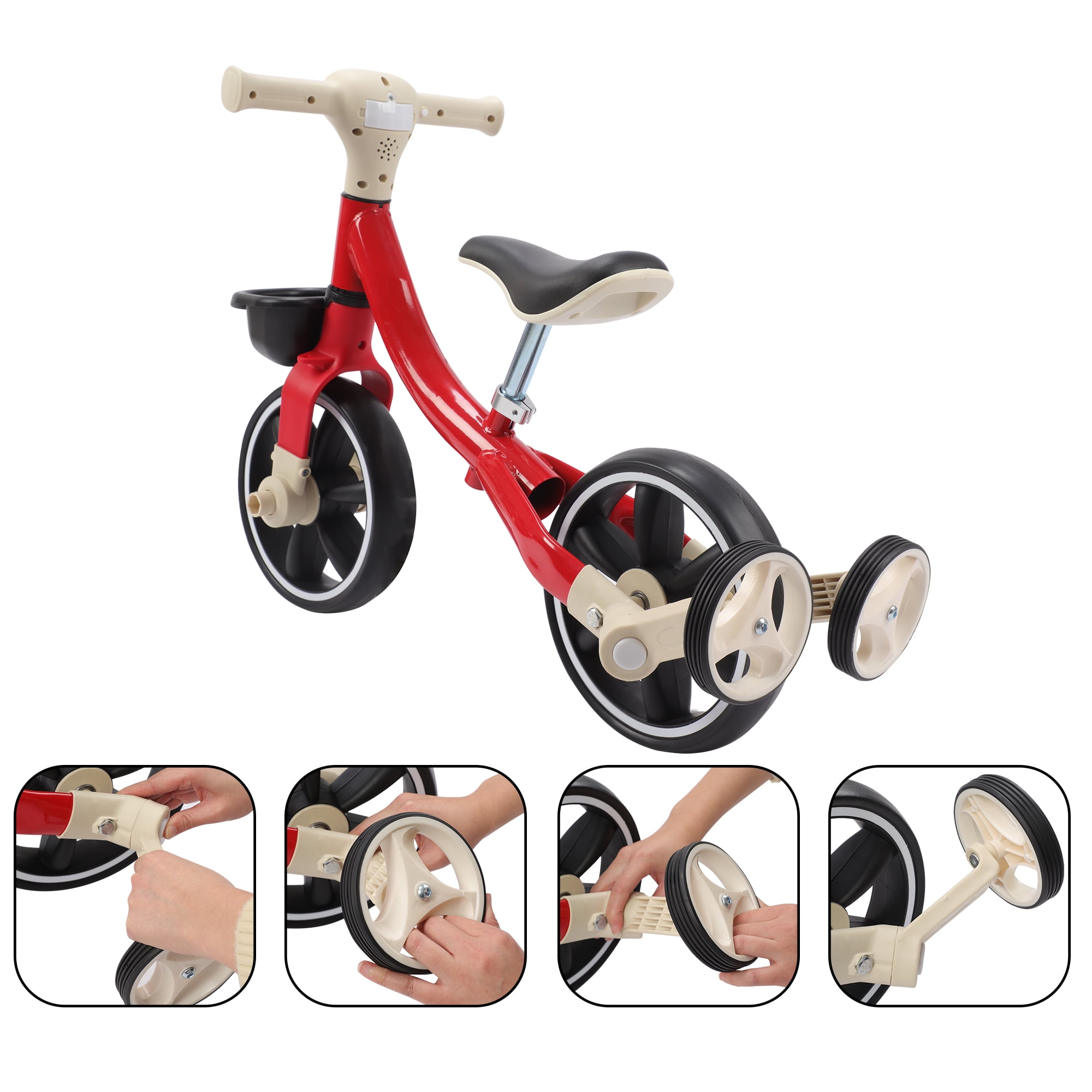 3-Wheel Trike Bicycle for Toddlers, Kids Pedal Tricycle Stroller with Basket, Folding Trike Bike