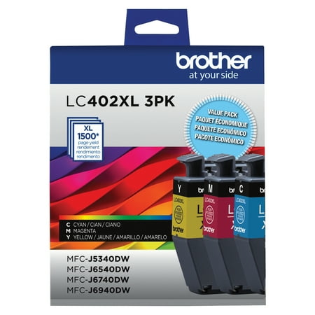 UPC: 0012502667216 | Brother Genuine LC402XL 3PK 3 Pack of High Yield Cyan Magenta and Yellow Printer Ink Cartridges
