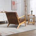 thumbnail image 5 of SYNGAR Mid-Century Accent Chair, Modern Wood Armchair with Waist Cushion for Bedroom, Reception Room and Living Room, Reading Armchair for Sunroom, 22.8" Spacious Seat, Brown, 5 of 8
