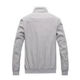 thumbnail image 2 of Leesechin Clearance Men Big & Tall Jacket Zipper Pocket Ribbed Hem Non-hooded Sports Solid Top Coat Gray 3XL, 2 of 3