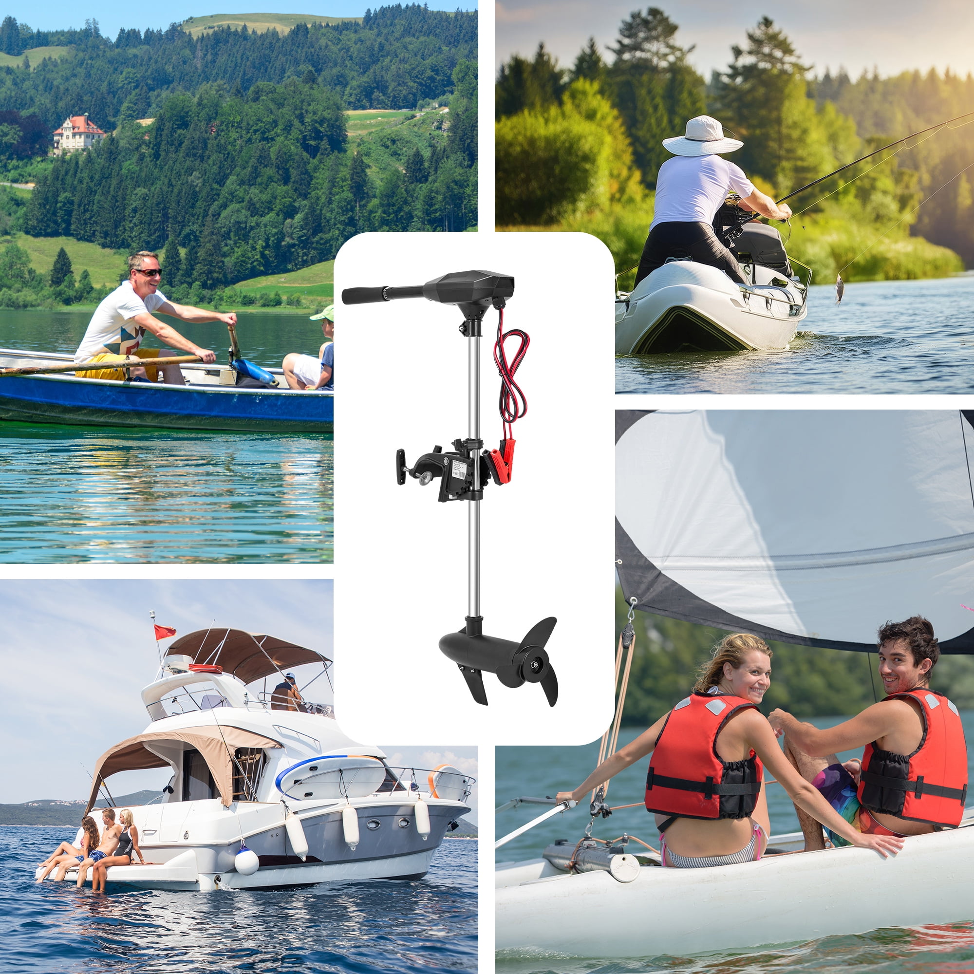 Naipo Electric Trolling Motor with 55 Lbs Thrust 8 Speeds, Boat Fishing Motor with Telescoping Handle, LED Battery Indicator for Kayak Fishing Boat Freshwater Use