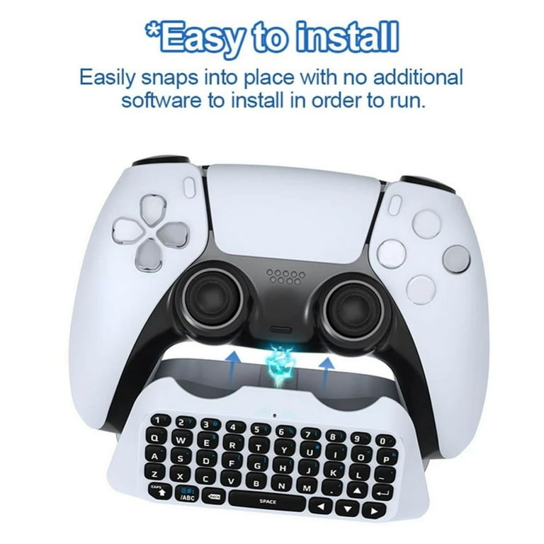 Wireless Controller Keyboard for PS5, Rechargeable Bluetooth Keyboard  Gamepad Online Gaming 47 Key Message Chatpad Keypad with Controller Holder  Clip