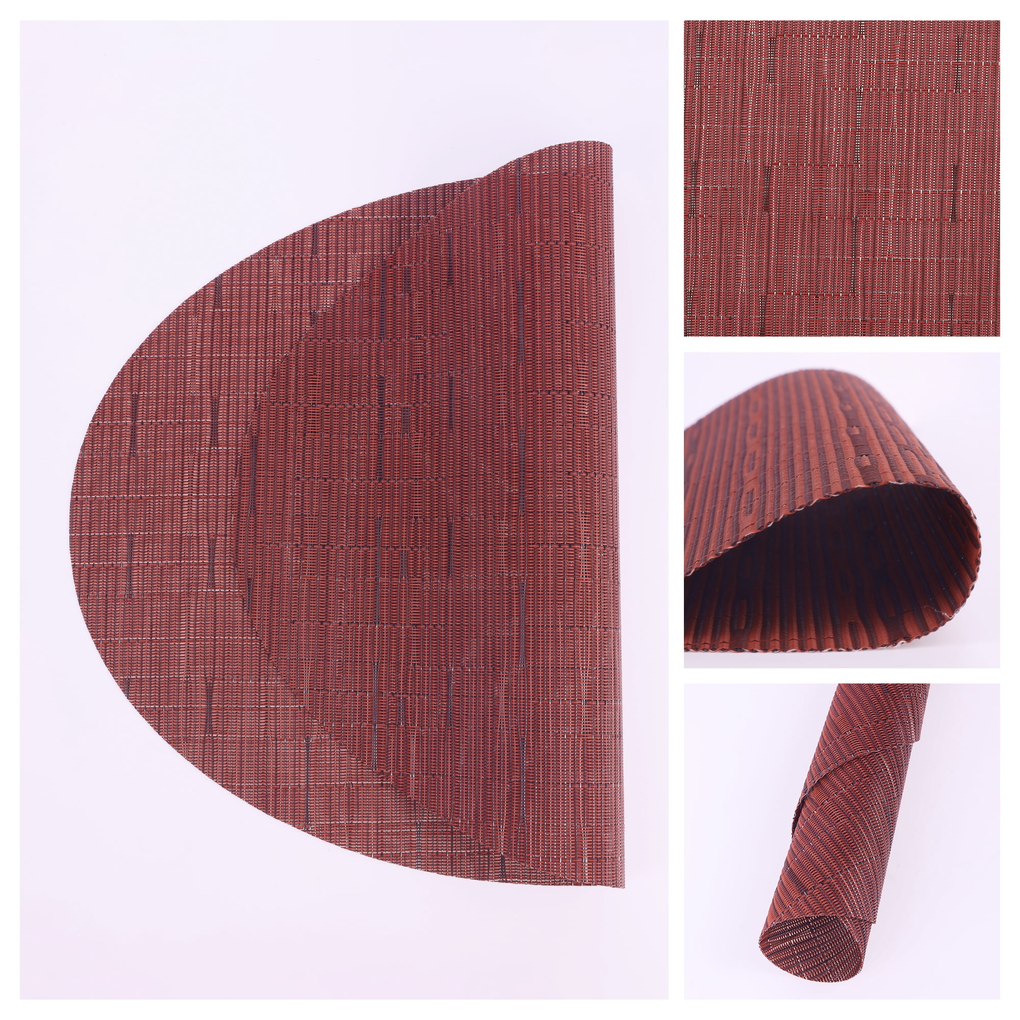 Unique Bargains Set of 6 Oval Placemats for Dining Table Decor Table Placemats Burgundy