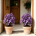 thumbnail image 2 of Doghiosgha 1 Pc 17.7 Inch Artificial Pansy Flower Stake Faux Outdoor Plants Pick for Garden Patio Yard Pathway Decor, Purple, 2 of 6