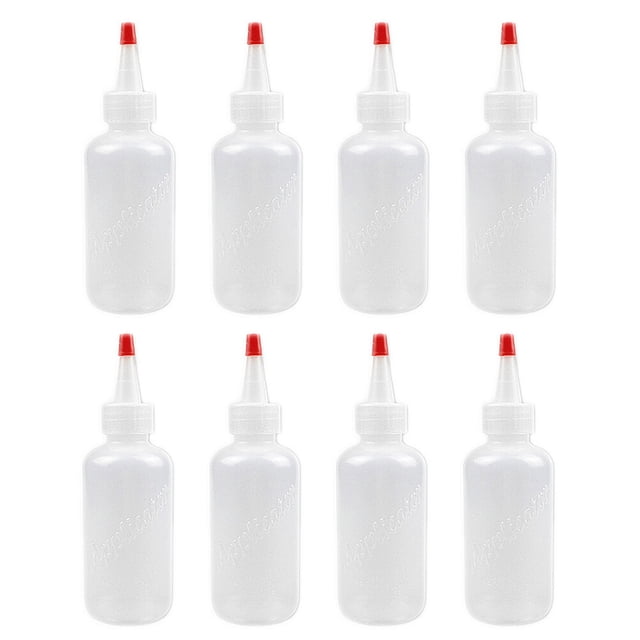 SHISUYAN Petites Bouteilles Applicatrices de Capuche Rouge pour Usage Colle en LDPE Couleur Blanche 8 Pcs 120ml