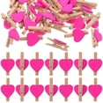 thumbnail image 1 of 50pcs Love Wood Clips Beautiful Small Fixation Clips for Photo Painting (Rosy), 1 of 8