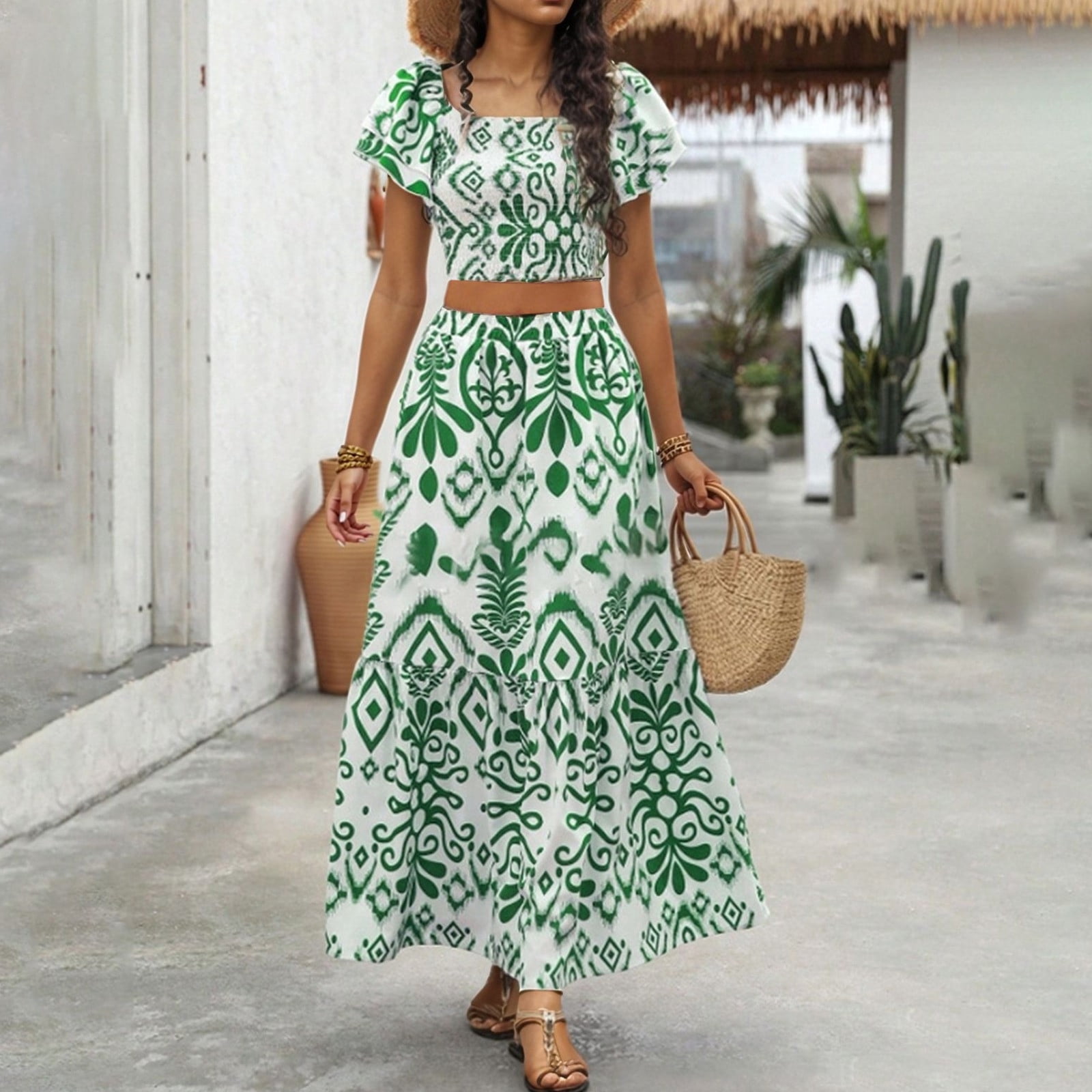 UANWENN Women's Casual Short Sleeve Printed Two Piece Set Outfit Summer  Spring Fall Loose Comfortable Top and Bottom Matching Necklace Prom Dresses  Women Formal Women's plus Size Evening Wear Formal - Walmart.ca