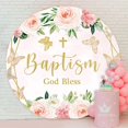 thumbnail image 2 of Floral Butterfly God Bless Circle Baptism Backdrop, 2 of 5