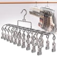 thumbnail image 2 of Closet Organizer with 20 Clips,Clothes Drying Rack,Upgraded Legging Hangers,Space Saving Hanging Closet Organizer,Legging Hangers for Closet Organizer,Hanging Rack for Clothes,Socks,Hats,14.3",Grey, 2 of 5