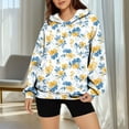 thumbnail image 5 of Floral Hooded for Womens Oversized Sweatshirts Long Sleeve Pullover Pleated Hoodies Sweatshirt Fall Winter Trendy Outfits Loose Fit Drop Shoulder Hoody Shirts Casual Jumper Sweaters with Pockets, 5 of 7