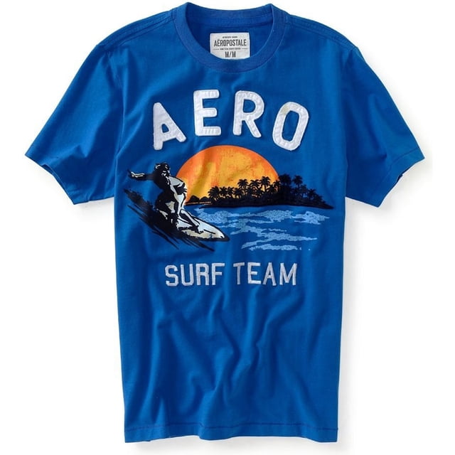 Aeropostale - Camiseta gráfica para hombre Aero Surf Team, azul, grande