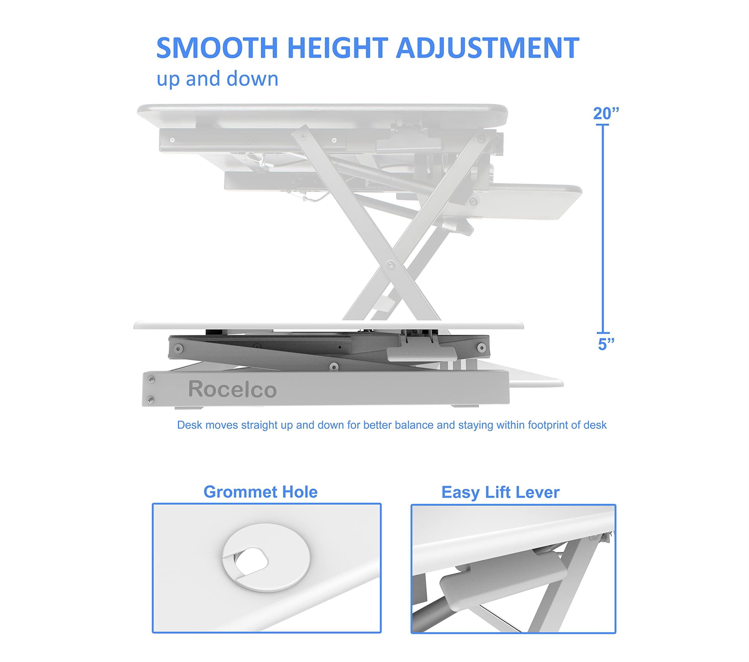 Pemberly Row 40" Large Height Adjustable Standing Desk Converter - White