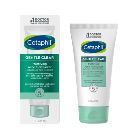 Cetaphil Gentle Clear Mattifying Acne Face Moisturizer Cream With 0.5% Salicylic Acid, 3 fl oz
