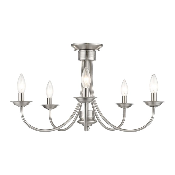 42684-91-Livex Lighting-Estate - 5 Light Large Semi-Flush Mount In Style-13.25 Inches Tall and 24 Inches Wide-Brushed Nickel Finish