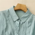 thumbnail image 4 of Utoimkio Women's Cotton Linen Shirt Casual Button Down 3/4 Sleeve Blouses Casual Oversized Tops for Women, 4 of 5