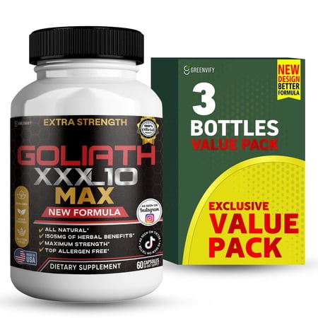 GreenVify Goliath XXXL 10 Max – Men’s Energy, Stamina & Vitality Support Supplement